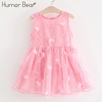 

Humor Bear Princess Dress 2018 Summer Style Baby Dresses Embroidery Design for lucky child Girls Dress Birthday Dress
