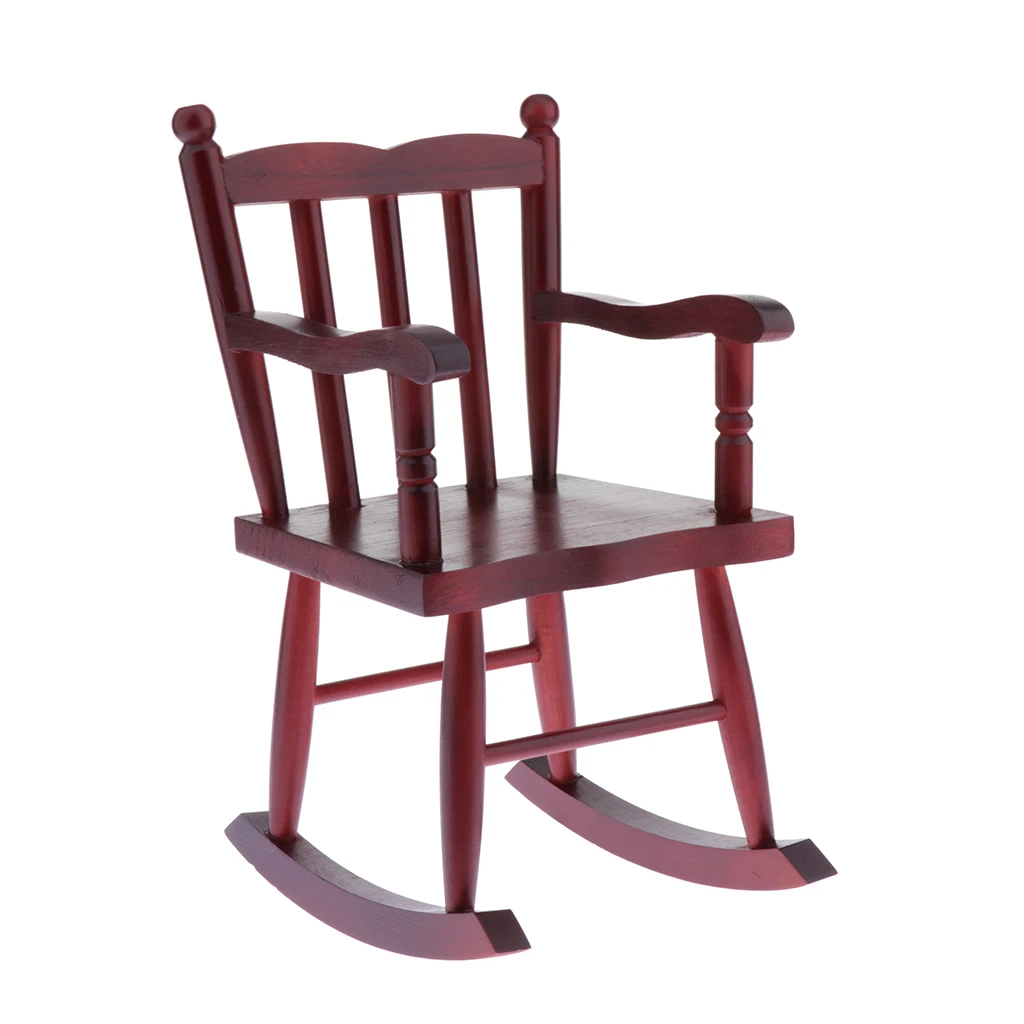 MagiDeal 1/4 BJD Miniature Furniture Decor Wooden Rocking Chair Toys