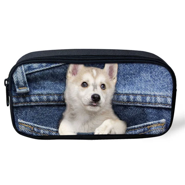 

Noisy designs Toiletry Bag for Girls Denim Kawaii Makeup Kit 3D Cat Dog Animal Kids Women Makeup Bag School Bag Makeup Kit