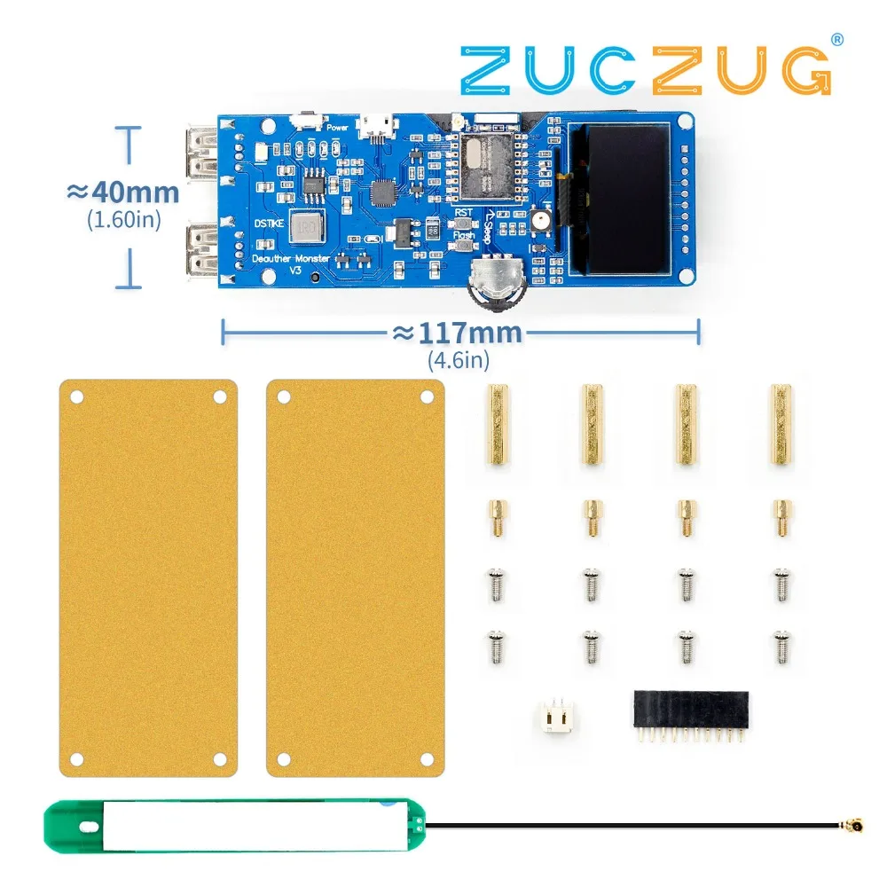 DSTIKE WiFi Deauther Monster ESP8266 1 3 OLED 8 дБ антенна 18650 power bank 2A Быстрая зарядка 2USB 2.8A выход без PB