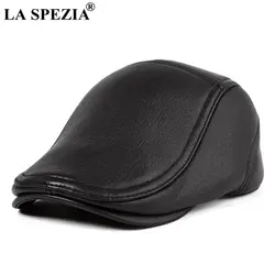 LA SPEZIA натуральная кожа Falt шапки для мужчин черный берет в стиле винтаж шляпа мужская из натуральной кожи овчины высокого качества Duckbill