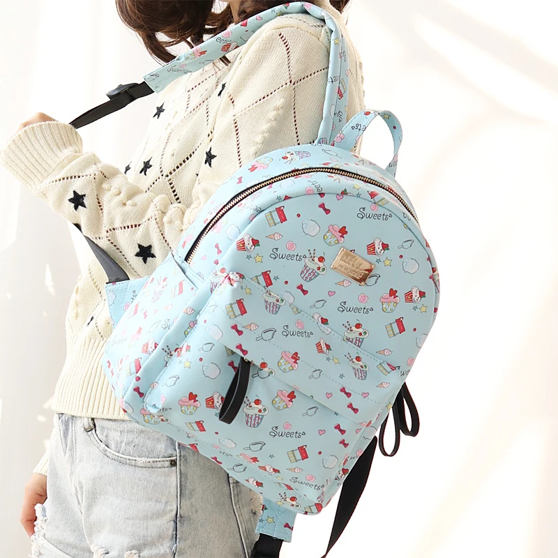 2017 YuFan Brand Girl Backpack Fresh Cute Soft Polyester PU Leather Backpack Women Leather Backpack for