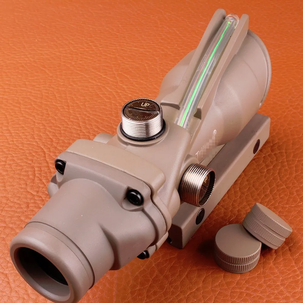 Hunting ACOG 4X32 SCOPE Fiber Source Red Green Orange Illuminated Scope Black Tan Color Tactical Riflescope