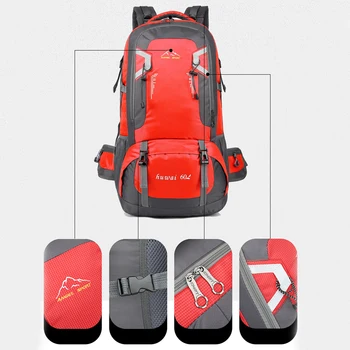 60L waterproof unisex men backpack travel pack sports bag pack Outdoor Climbing Mountaineering Hiking Camping backpack for male 5