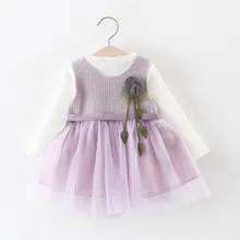 BibiCola/комплекты одежды для новорожденных девочек весенне-осенняя хлопковая футболка с длинными рукавами для малышей+ платье для девочек, модная одежда для младенцев