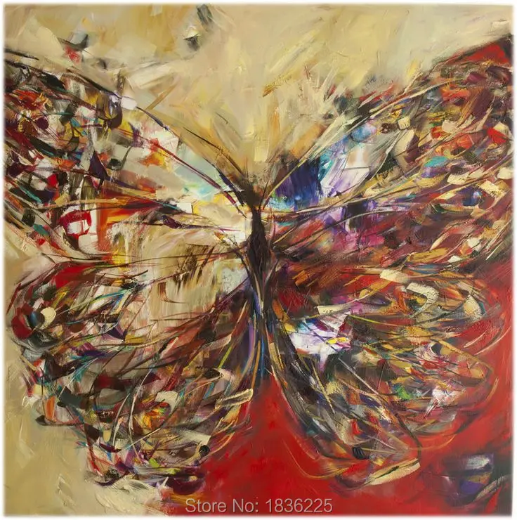 

2017 Unique Design Modern Butterfly Painting for Living Room Decoration High Quality Oil Painting On Canvas Knife Animals