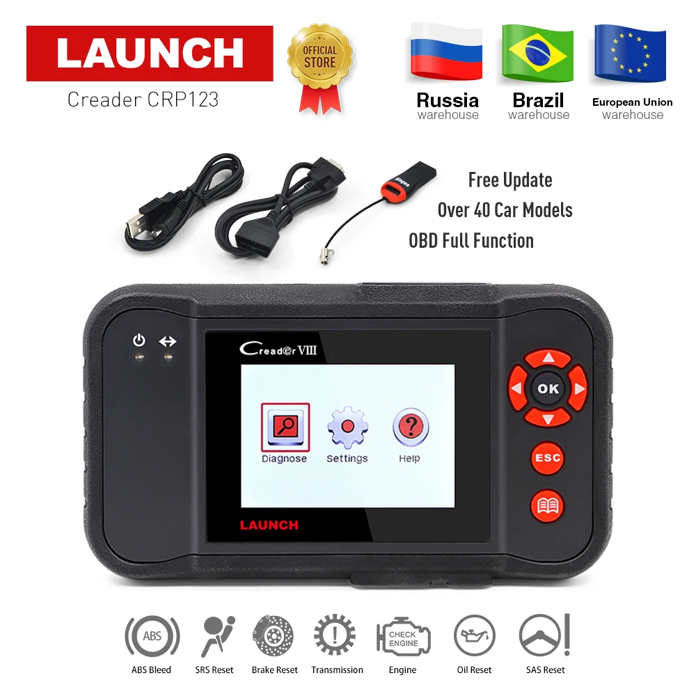 

LAUNCH X431 Creader VIII Code Reader Scanner Support ENG/AT/ABS/SRS + EPB SAS Oil resets function Creader 8 lifetime free update