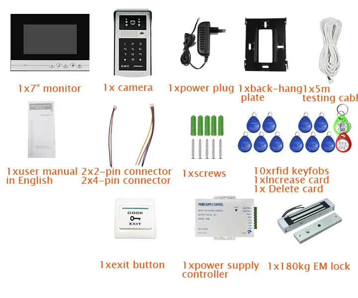 Бесплатная доставка 7 "ЖК-дисплей Мониторы Видеодомофоны телефон двери Системы + открытый RFID код клавиатуры Дверные звонки Камера
