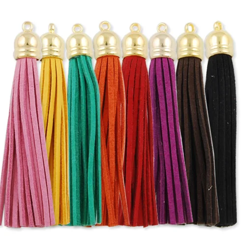 50pcs mix colors leather tassel,tassels for jewelry making,gold plated