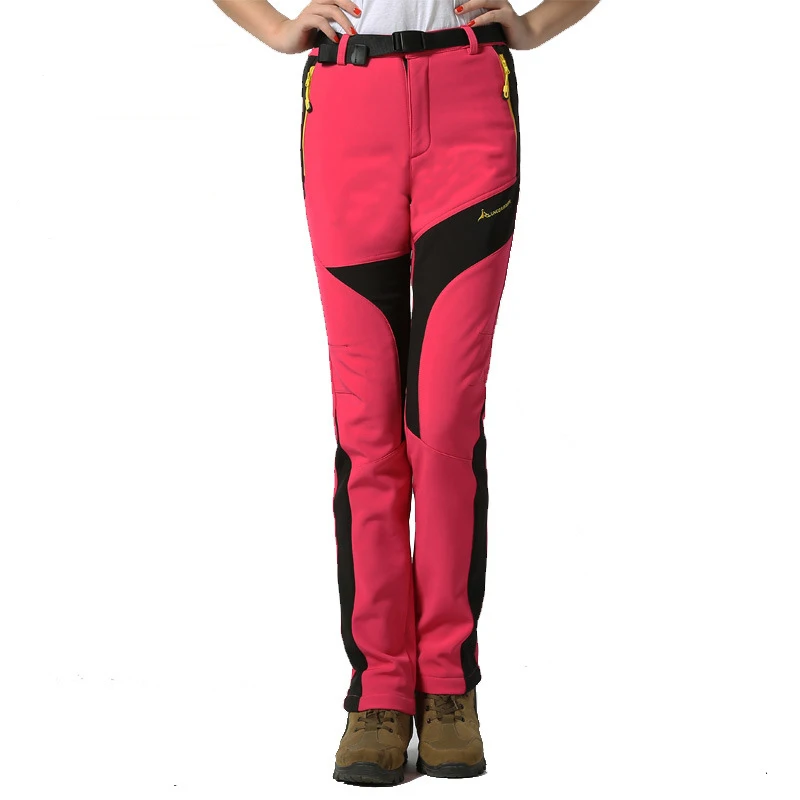 Весенние уличные брюки Gore-Tex мужчины женщины пары большой флис утолщаются теплые альпинистские водонепроницаемые ветрозащитные лыжные брюки - Цвет: W