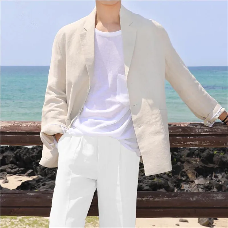 Buy Plus Size Blazer Men Cotton Linen Blazer Mens