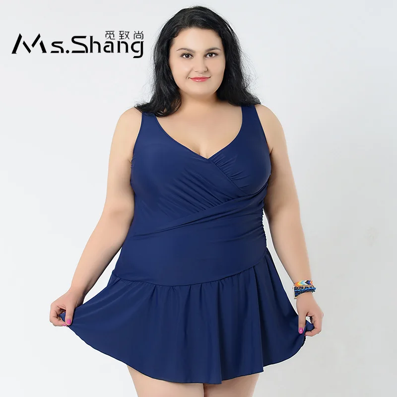 2XL 6XL большой размер одежда для плавания одна часть плюс женская 2017 Однотонная