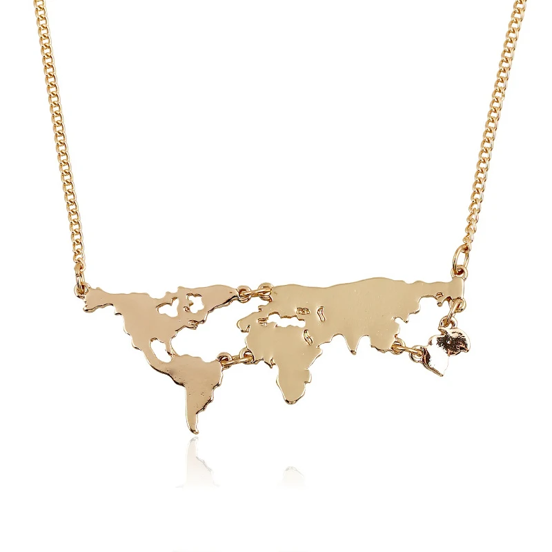 

World Map Necklace exaggerated World Continents Clavicle Charm Geography Pendant NecklaceTeacher Student Gifts For Women And Men