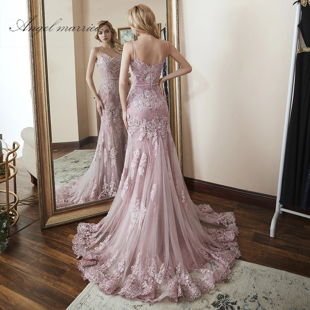 Кружевное вечернее платье в стиле ангела для свадьбы, платья для выпускного вечера в стиле русалки, женское платье для торжеств, вечернее платье, vestido de festa