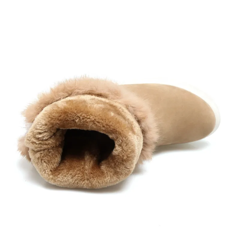 Botas Zapatos Piel Cálido Tamaño Naturaleza La Flock Calientes Adoración Mujeres Invierno Nueva De En Beige Deslizamiento negro Las Moda Felpa Media Altura Grande Plataforma qTUU8R