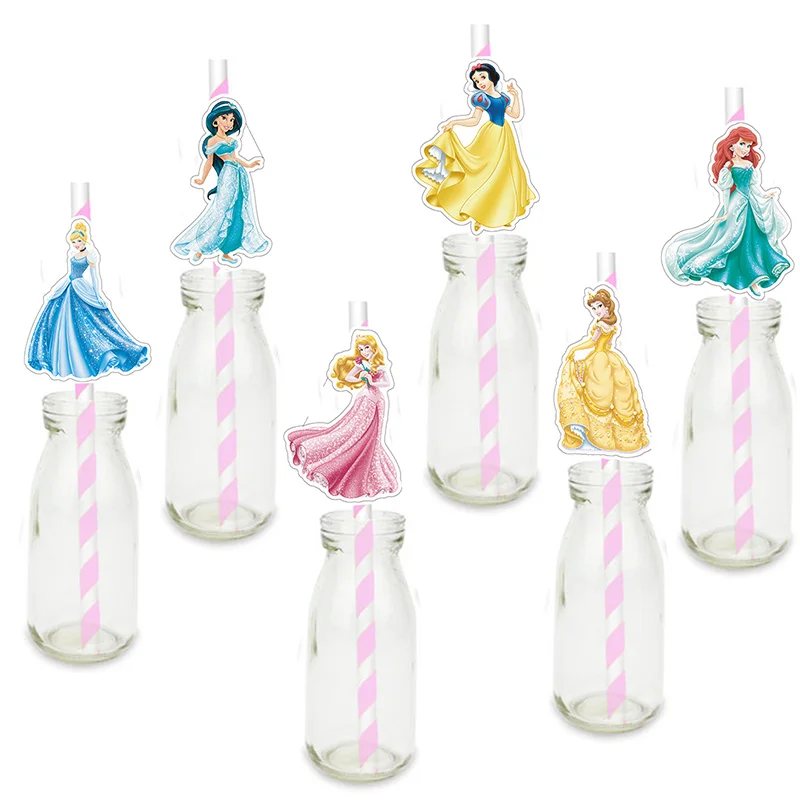 

Princess Paper Straws Snow White Cinderella Aurora Ariel Belle Birthday Party Decorations Kids Baby Shower Party Supplier