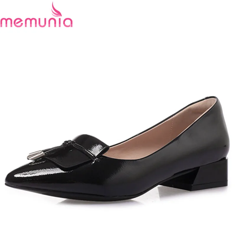 

MEMUNIA 2019 hot sale fashion pumps women shoes pointed toe shallow elegant square heels shoes solid colors dress shoes woman