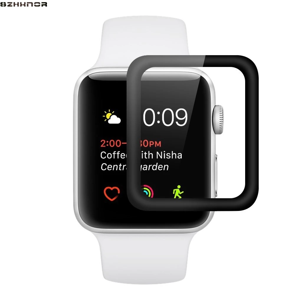 3D Изогнутые полный охват закаленное Стекло защитный Плёнки для iwatch Apple Watch Series 1/2/3