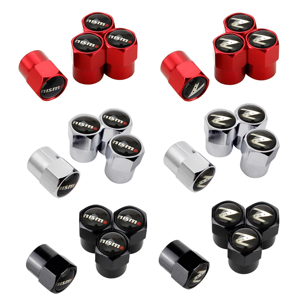 

For Nissan Qashqai J10 J11 Juke Tiida X-trail T30 T31 T32 Tire Stem Valve Caps Cover Metal Vehicle Emblem Dust Air Caps