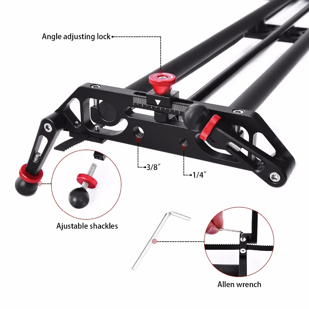 fosoto Stepper Motor Motorized Timelapse Video Slider Follow Focus Rail Carbon Slide for Electric Control DSLR Camera Shooting