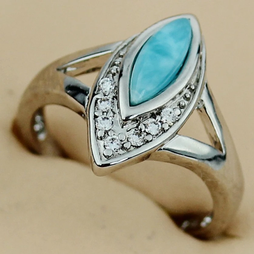 

Fleure Esme Larimar Noble Generous Wedding rings for women jewelery accessories alibaba-express Rhodium Plated R3527 size 6 7 8