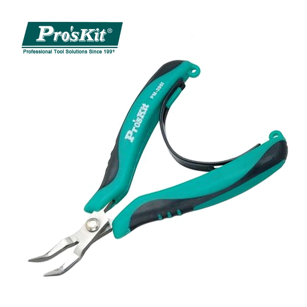 PM-396I Pro'sKit Original Stainless Steel AISI420 Bent Nose Plier Wire Wrapping Beading Jewelry Wire Wrapping