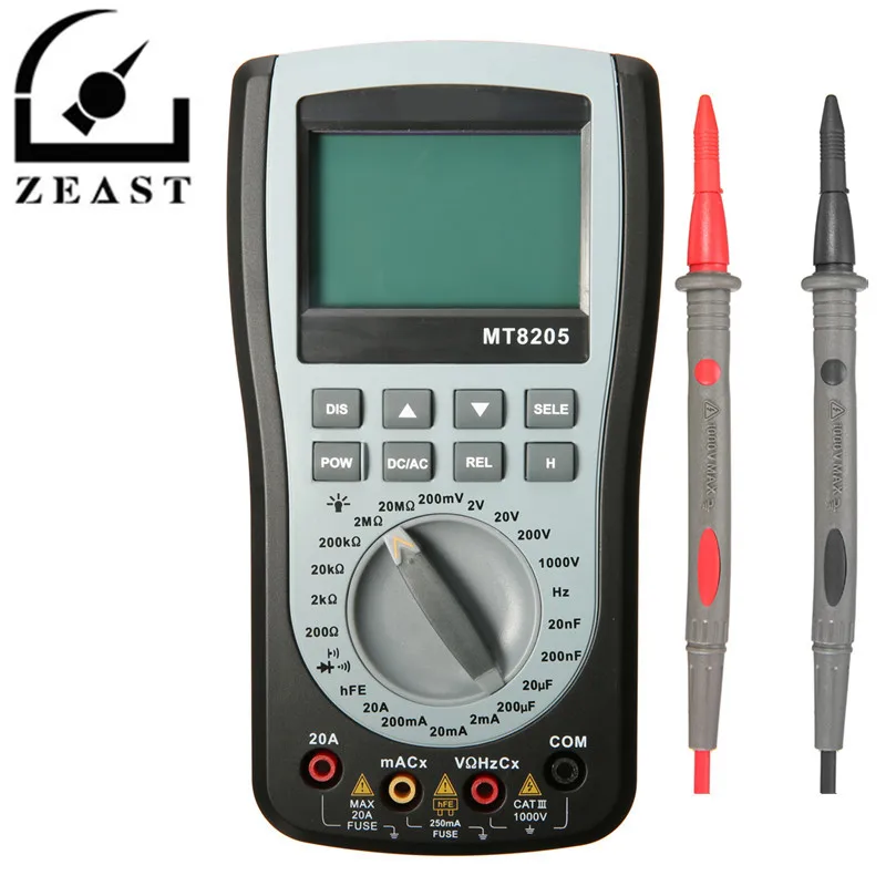 

MT8205 2in1 Digital Intelligent Handheld Storage Oscilloscope Multimeter AC/DC Current Voltage Resistance Frequency Diode Tester