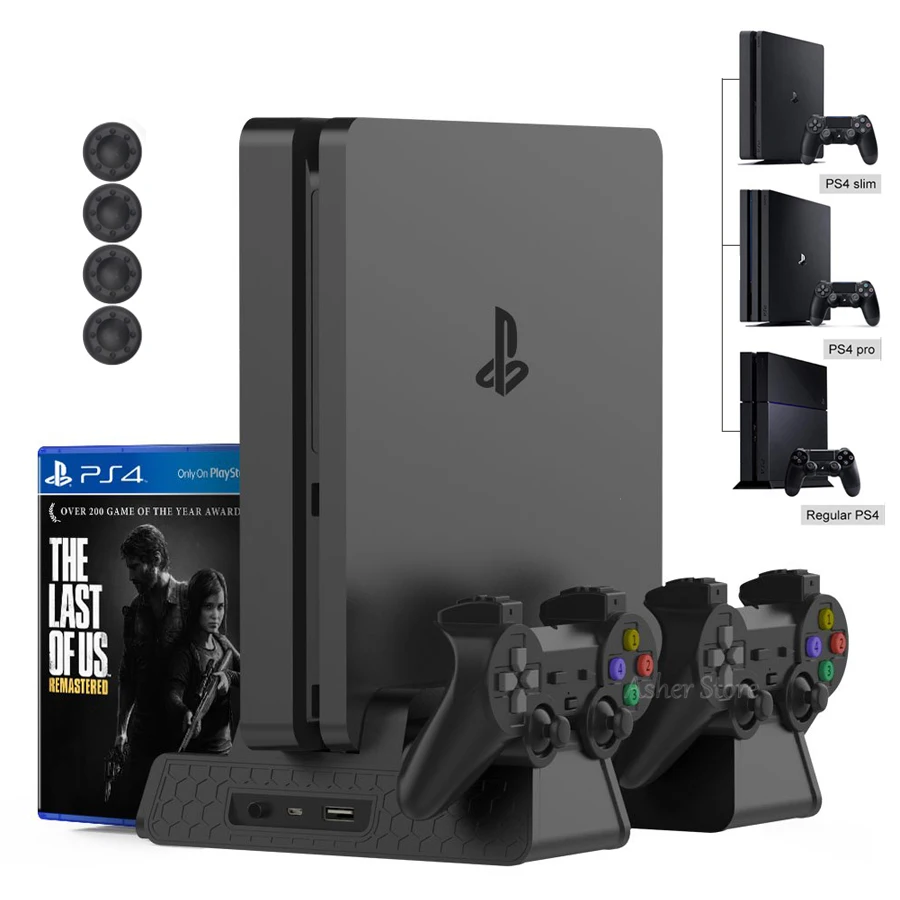 

PS4 Pro Slim Console Vertical Sand Controller Charger Charging Dock Station Cooling Fan Games Holder for Sony Playstation 4 PS 4