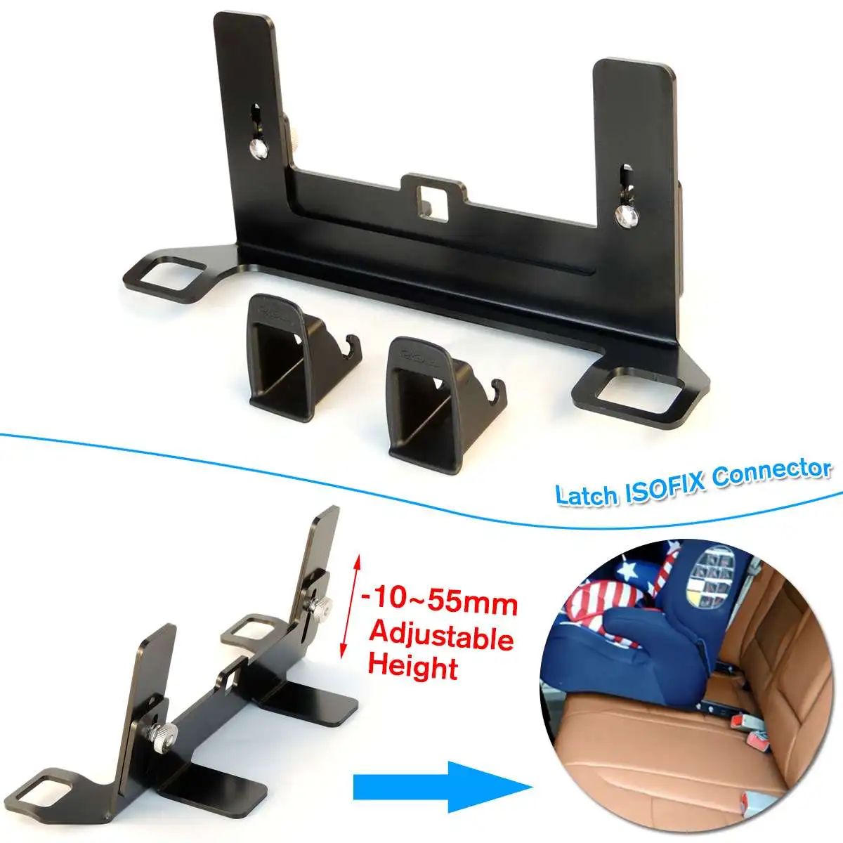 

ISOFIX Latch Belt Interface Bracket Guide Grooves Retainer Thicken Steel Car Seat Bracket for Child Safety Seat Universal