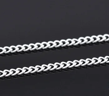 

Silver Plated Link-Opened Curb Chain Findings 3x2.2mm, sold per packet of 2M new
