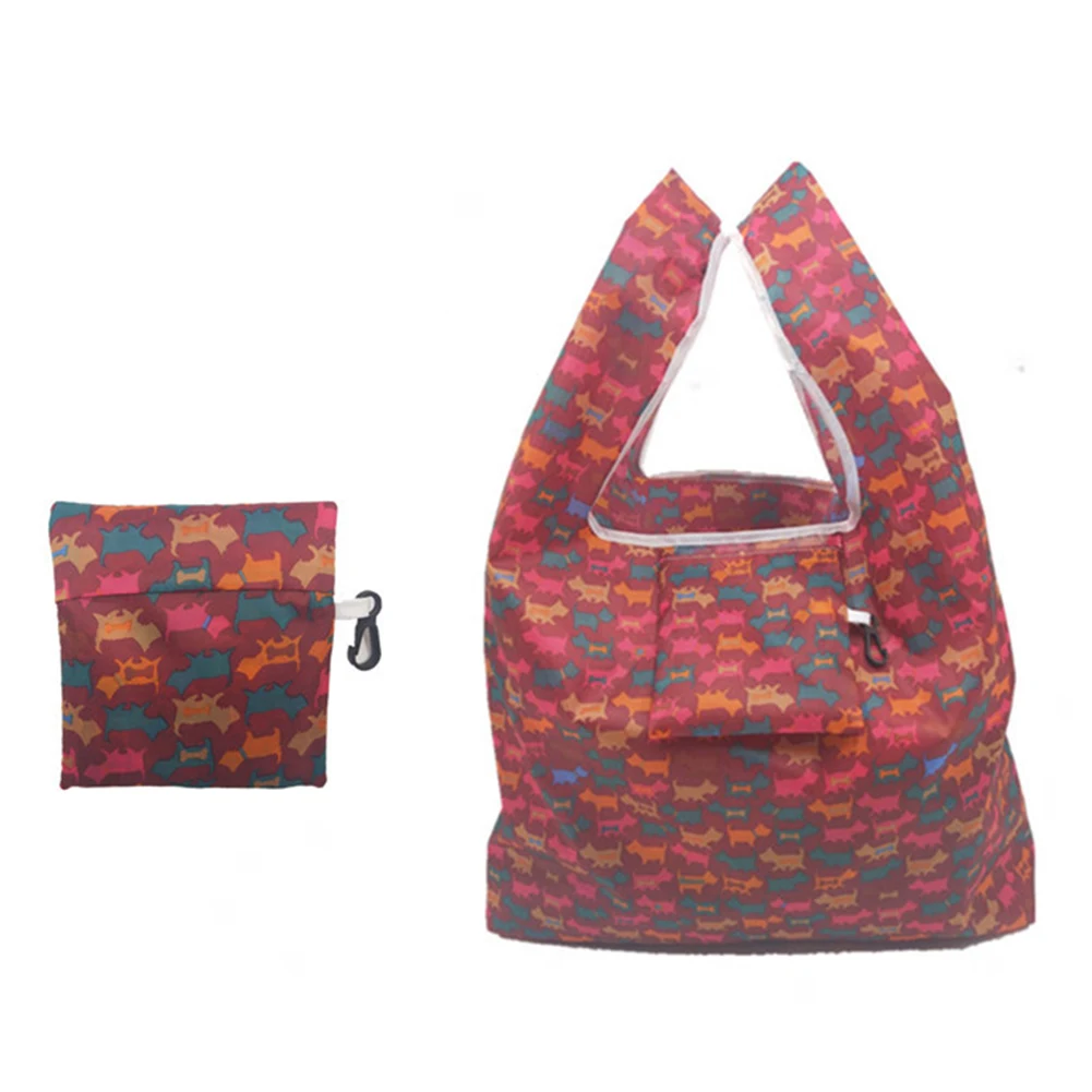 

Simple Polyester Folding Portable Causal Reusable Tote Storage Large Fashion Pouch Shopping Bag Eco-friendly Women