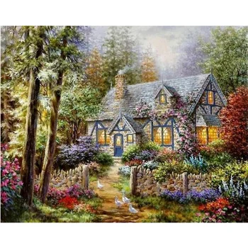 

Full DIY Diamond Painting New Hot Cross Stitch Pattern Resin 5D Diamond Embroidery Mosaic Full Drill Decor Scenic cottages R704