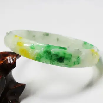 

01804 Beautiful Hand-carved Emerald Green Jadeite Jade Gems Bracelet Bangle