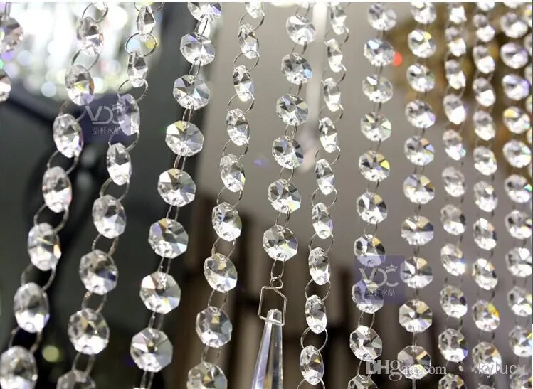 

Wedding Party Decoration Clear Acrylic Crystal Octagonal Bead Curtain Garland Strands DIY Craft Christmas Tree Hanging Ornament