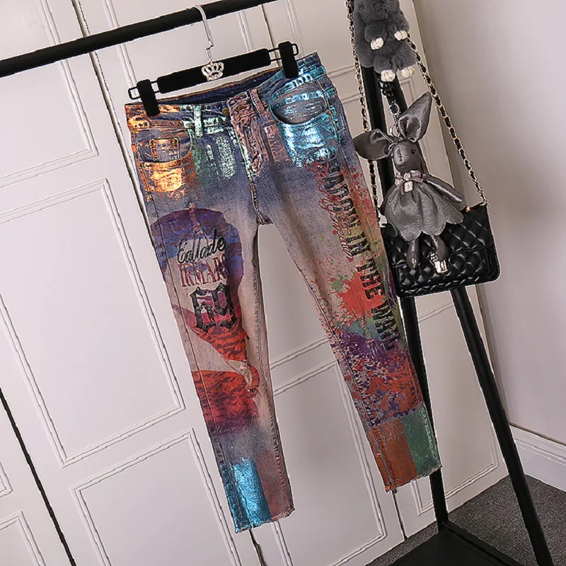 vintage painted jeans