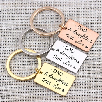 

Father's Day Birthday Gift Key Chain Jewelry Hand Carved A Daughter's First Love Key Holder MEN Fashion Car Keyring Daddy Gift