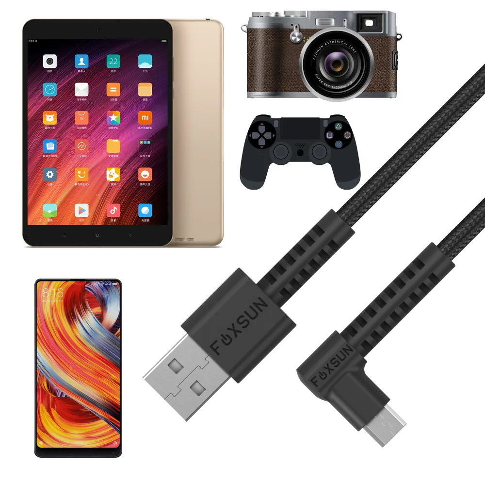 Кабель Micro USB Foxsun нейлоновый 6 футов/1 8 м 90 градусов для смартфонов Samsung Kindle HTC LG