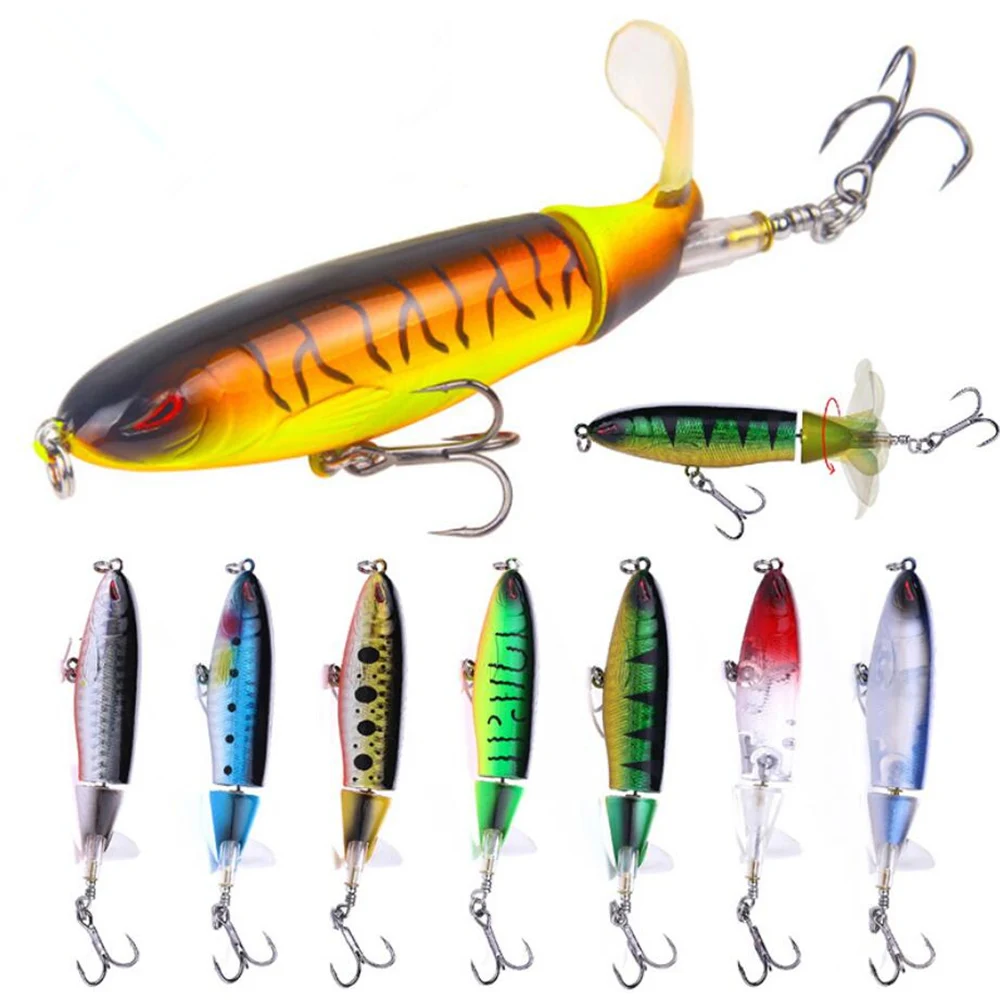 

1PCS Bait Handles Professional Hamburger Popper 10cm/13g Topwater Bait Fishing Artificial Bait Hard Plopper Soft Rotating Tail