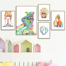 Color Alpaca Bird Wall Art Canvas Painting Nordic Posters And Prints Animal Wall Pictures Kids Baby Room Scandinavian Decor