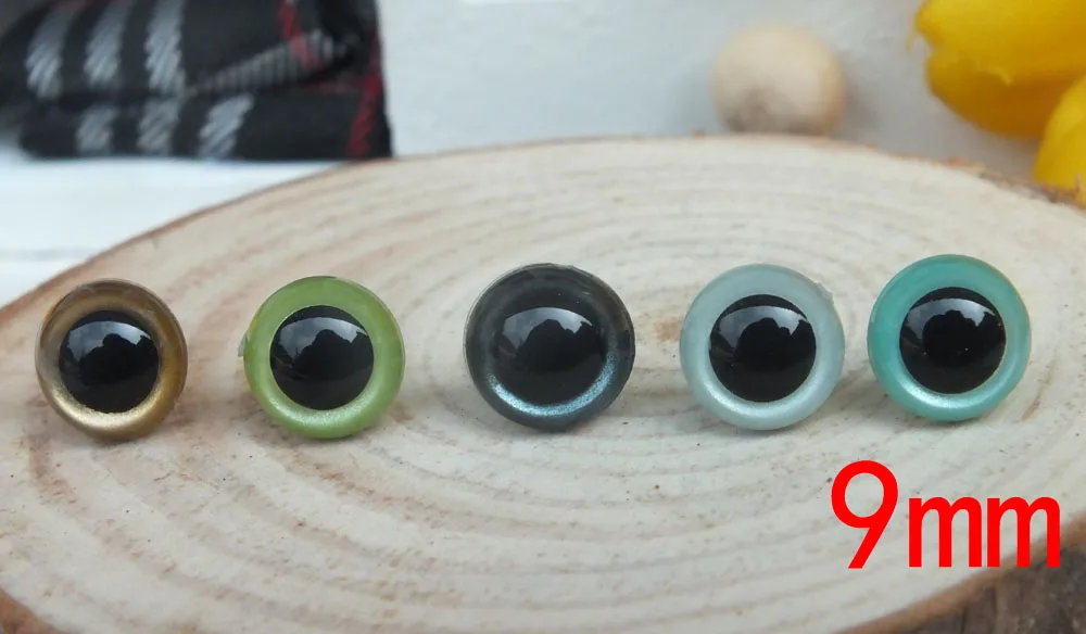 9mm Hand Painted Pearl-tallic Safety Plastic Eyes With Metal Washer-5color Can Choose-100pcs 9mm hand painted pearl tallic safety plastic eyes with metal washer 5color can choose 100pcs