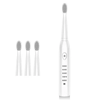 

USB Charge Rechargeable Tooth Brushes 5 Modes Ultrasonic Sonic Electric Toothbrush With Replacement Heads Timer Brush