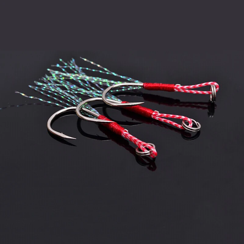 10pcs Gamakatsu fishing hook assist hooks Stainless steel jigging boat jig fish feather rope metal overweight accessory strong