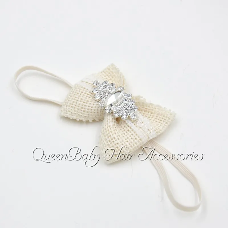 

300pcs/lot Burlap Bow Headbands Baby Heaband Flowergirl Hair Accessory