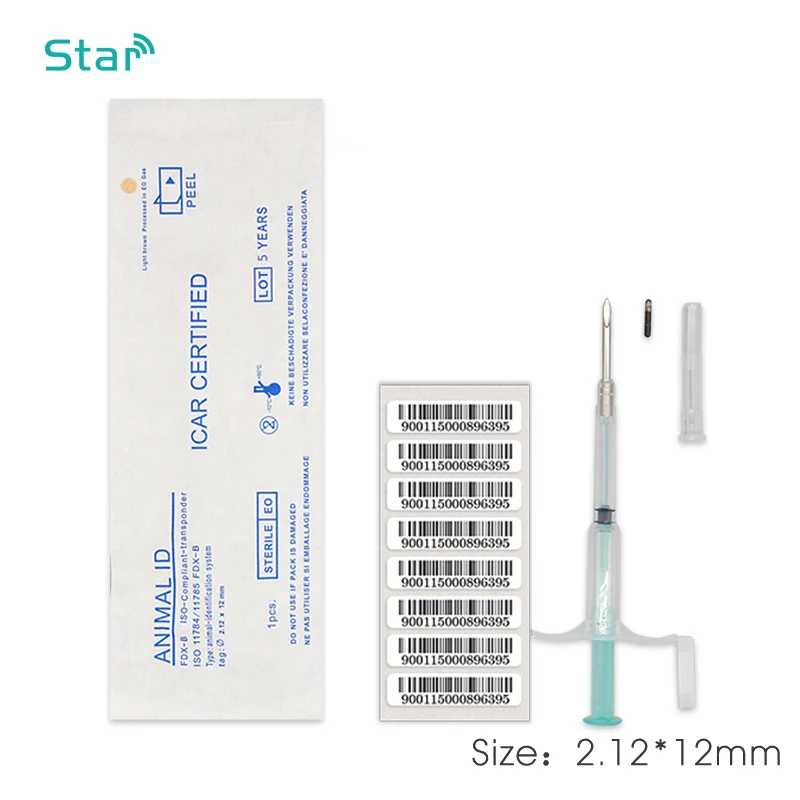 100 шт) 2,12*12 мм rfid микрочип животных мини шприц ПЭТ шприц EM4305 ISO FDX-B 134,2 кГц Технология радиочастотной идентификации, стеклянная бирка питомец животное собака метки