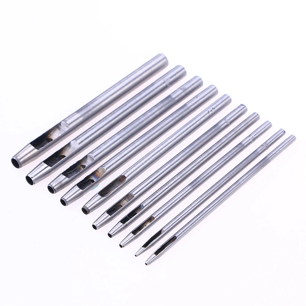 10 PCS/Set High-carbon Steel Puncher Hollow Punch Hole Set Craft Cutters Hand Craft DIY Tools Belt Leather Craft