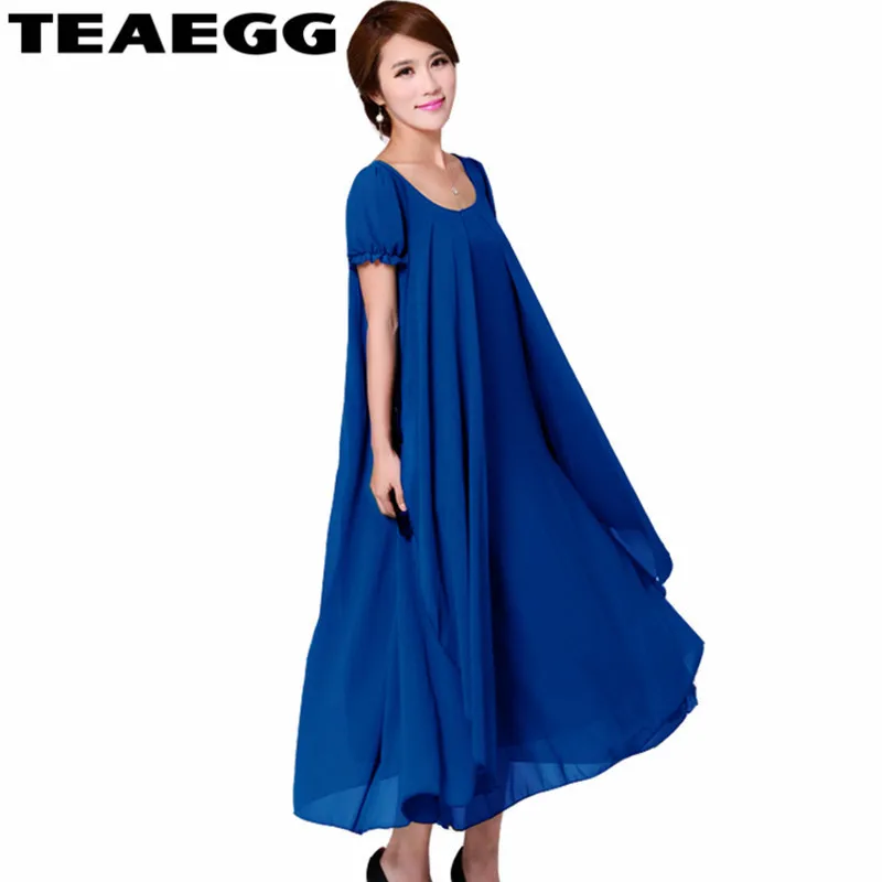 TEAEGG макси платья Бразилия летнее синее платье плюс размер 4XL Vestidos Largos De Verano