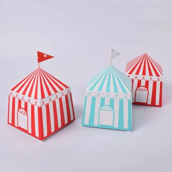 

Fashion new20pcs Striped Candy Box Circus Party Supplies Cartoon House Kids Birthday Party Decorations Favors Packaging Gift Box