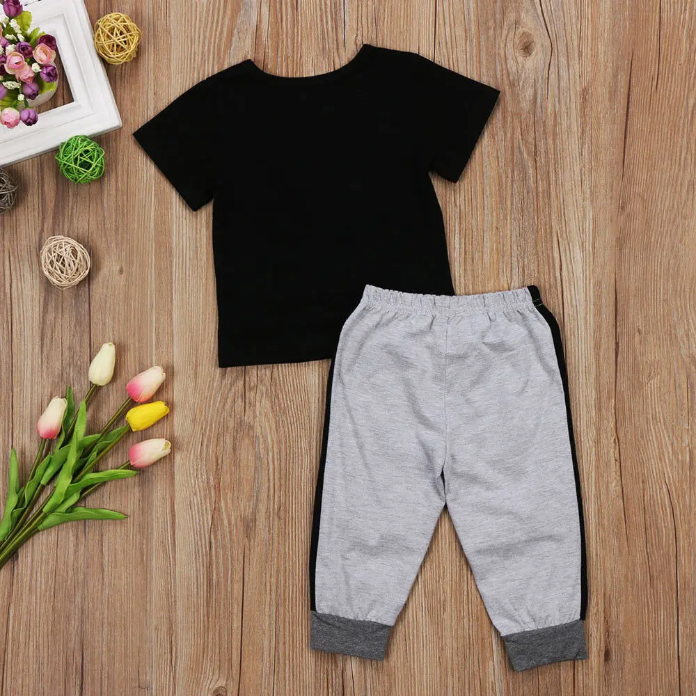 Pudcoco/Одежда для мальчиков; комплект из 2 предметов; футболка для маленьких мальчиков; топы и штаны; комплект одежды; возраст 1-6 лет