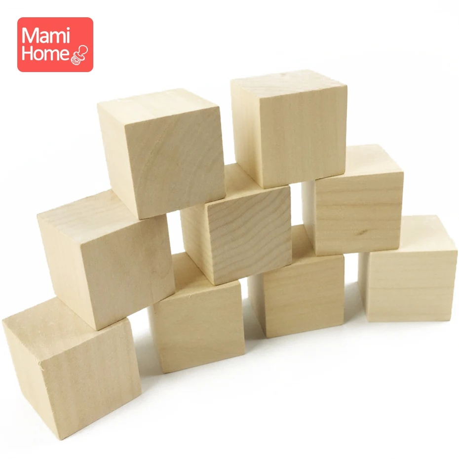 

5PC 40m Solid Wooden Cubes Geometric Natural Polyhedron Faceted DIY Crafts Early Educational Baby Toy Decor Home Building Blocks
