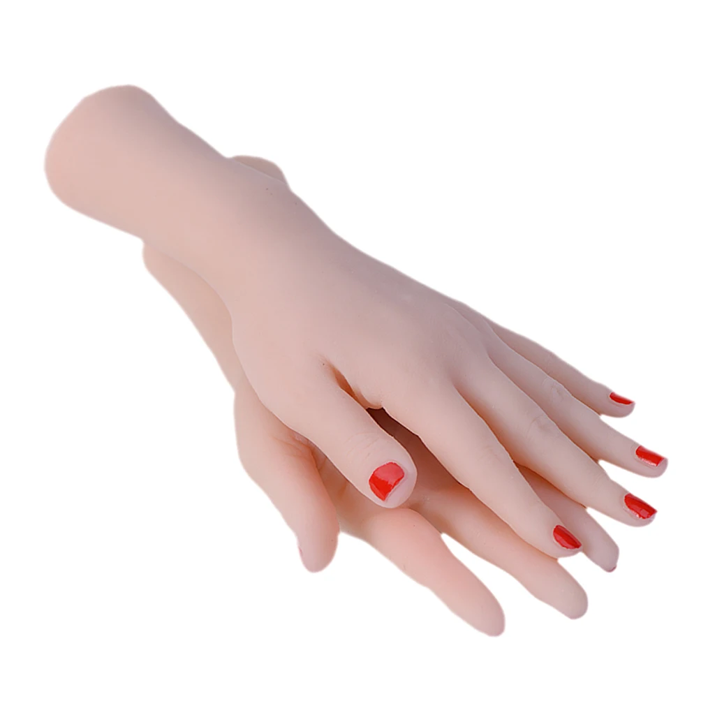 MagiDeal 1Pair Female Nail Art Practice Hand Realistic Tattoo Fake Skin Hand